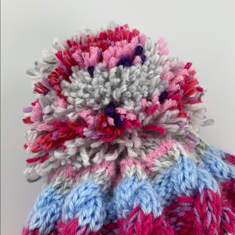 NEW Handmade Knitted Girls Hat with Poofy Ball - Picture 3 of 7
